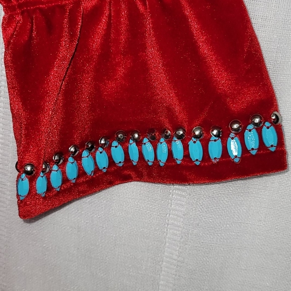 Back in the Saddle Red Velvet Beaded Dress… - Picture 4 of 11